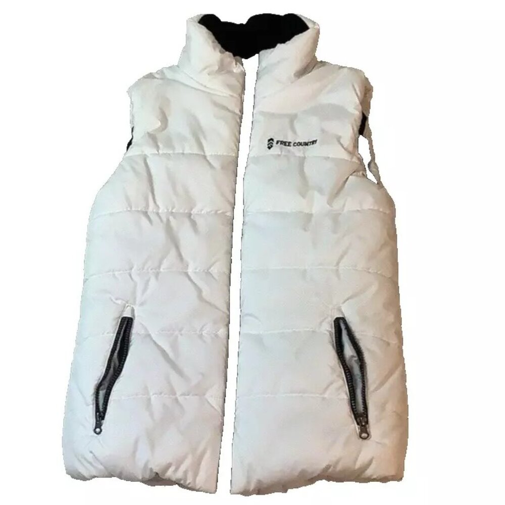 Free Country Womens White Full Zip Ultrafill Puffer Quilted Vest Size S